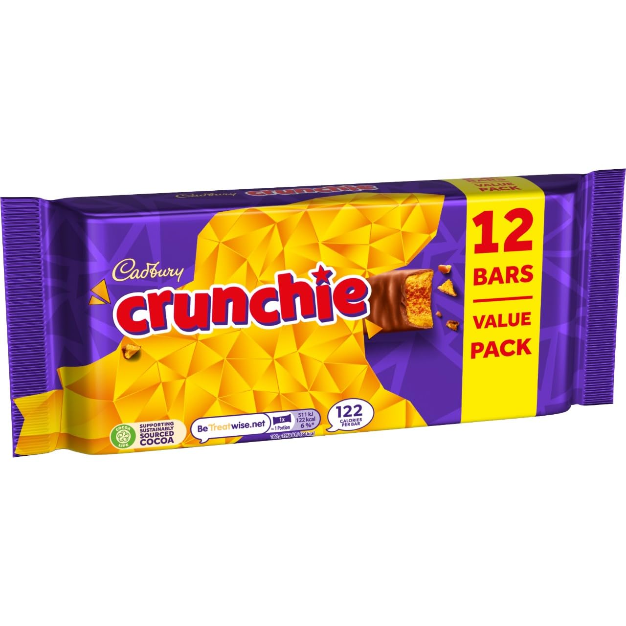 Cadbury Crunchie Chocolate Bar - Honeycomb Centre Covered in Milk Chocolate,12 Pack 7