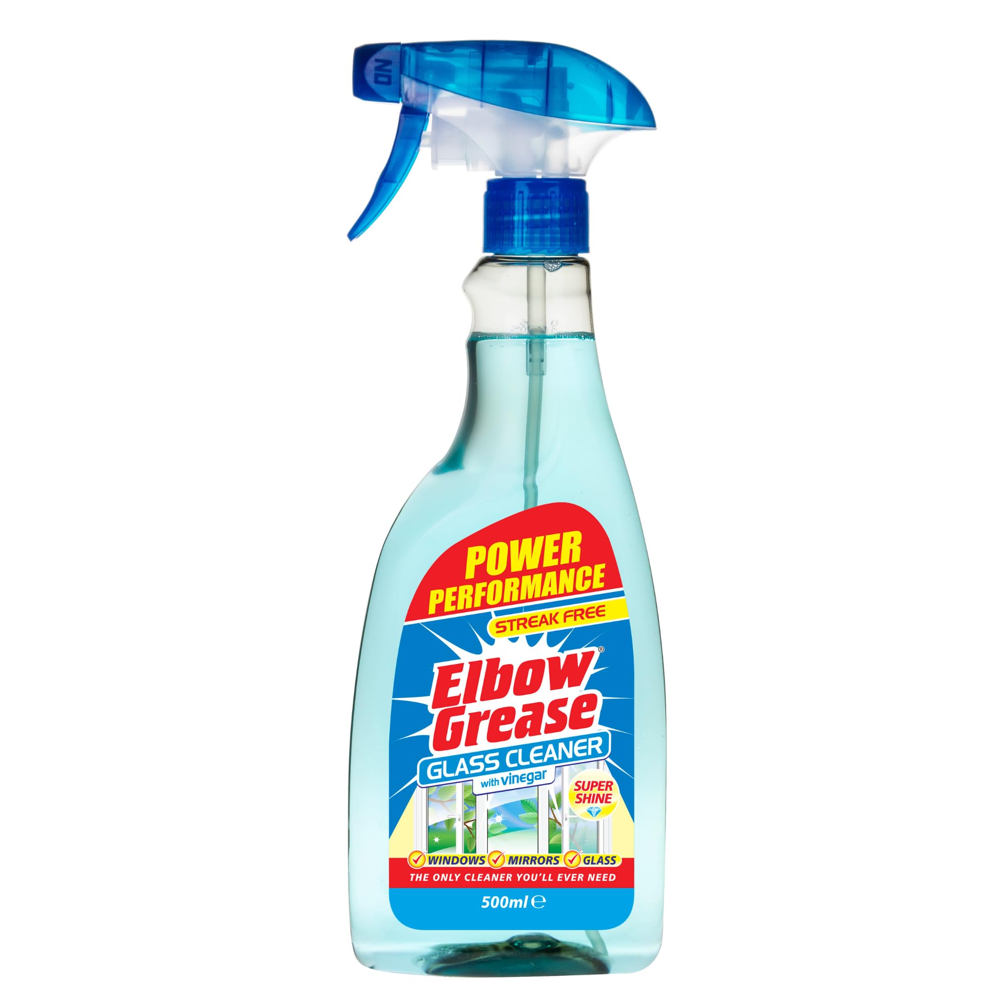 Elbow Grease Glass Cleaner with Vinegar - 500 ml Spray for Windows, Mirrors & Glass Surfaces