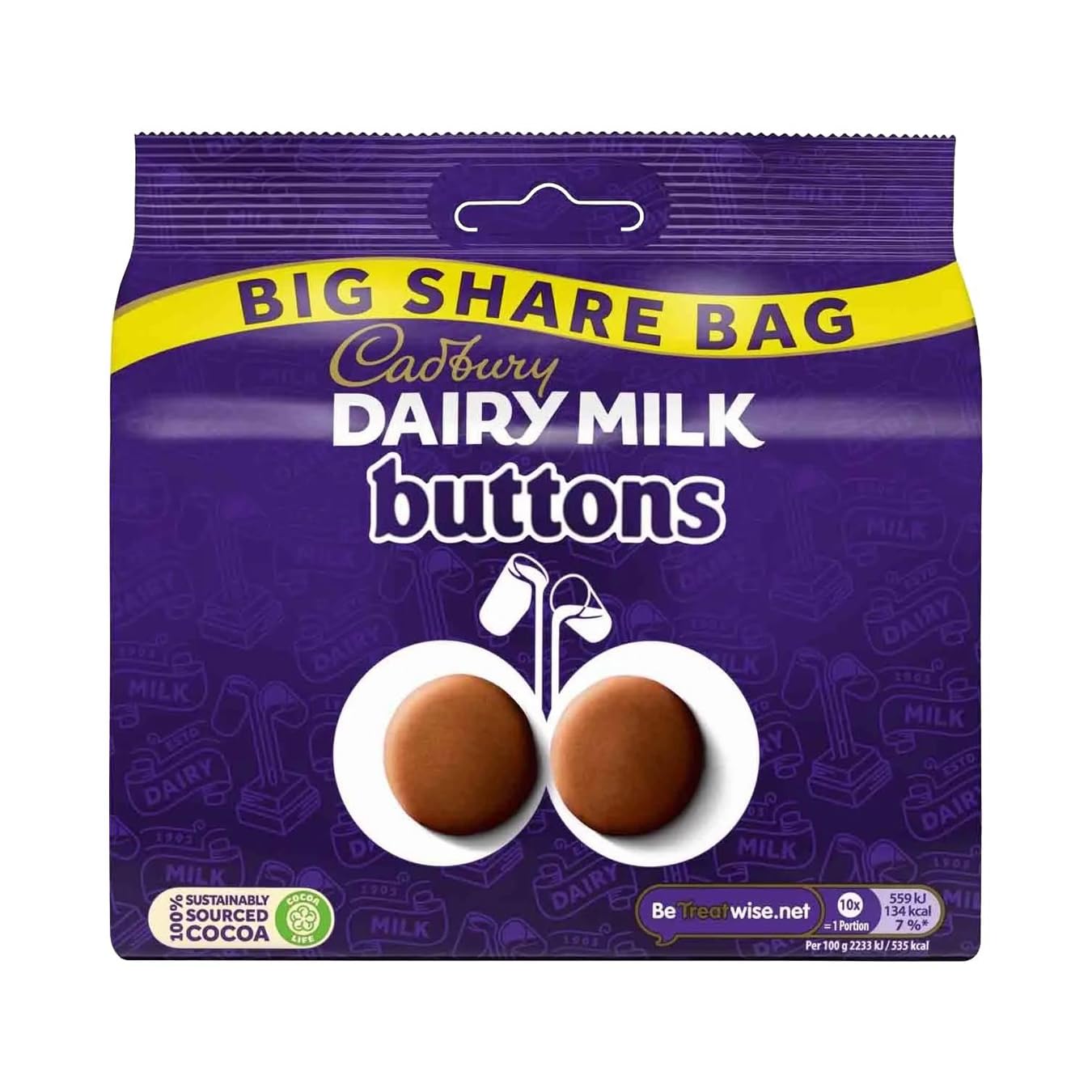 Cadbury Dairy Milk Giant Buttons Cremige Milchschokolade zum Teilen, 330 g