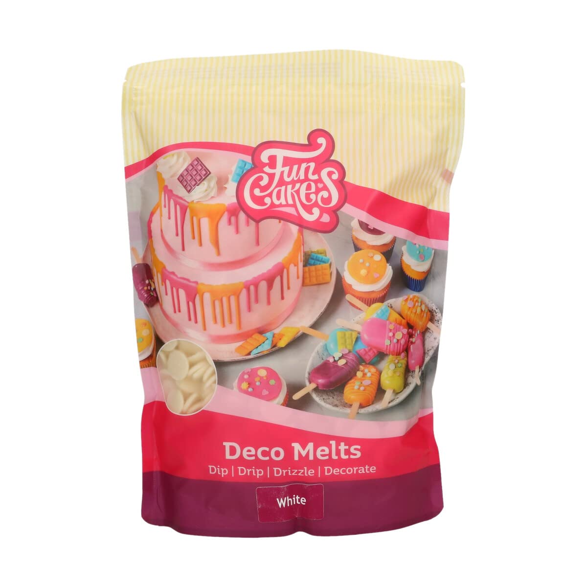 FunCakes Deco Melts White - Creamy White Chocolate Flavor for Dipping and Decorating | 1000g