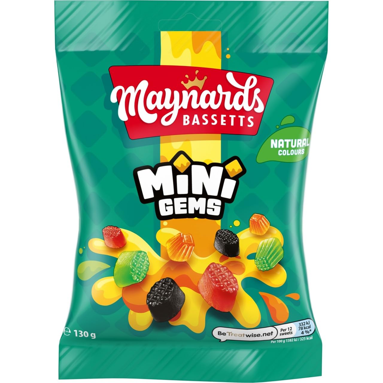 Maynards Bassetts Minigems Assorted Fruity Jelly Sweets, 130g Re-sealable Bag