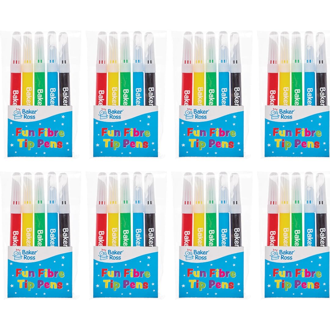 Baker Ross FX391 Mini Fibre Tip Pens - Pack of 8 with 5 Assorted Colours 3