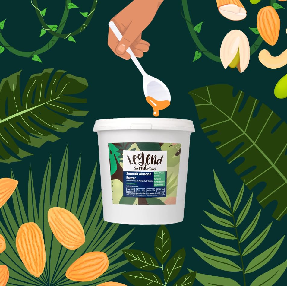 Legend Smooth Almond Butter 1kg – 100 % natürlich, vegan, ohne Zuckerzusatz, reich an Proteinen und Ballaststoffen 10