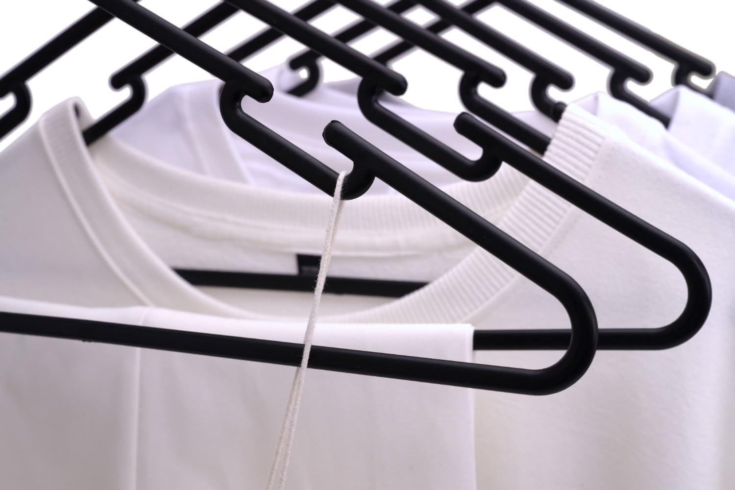 1ABOVE - 25pk Adult Black Plastic Coat Hangers with Trouser Bar & Clips 4