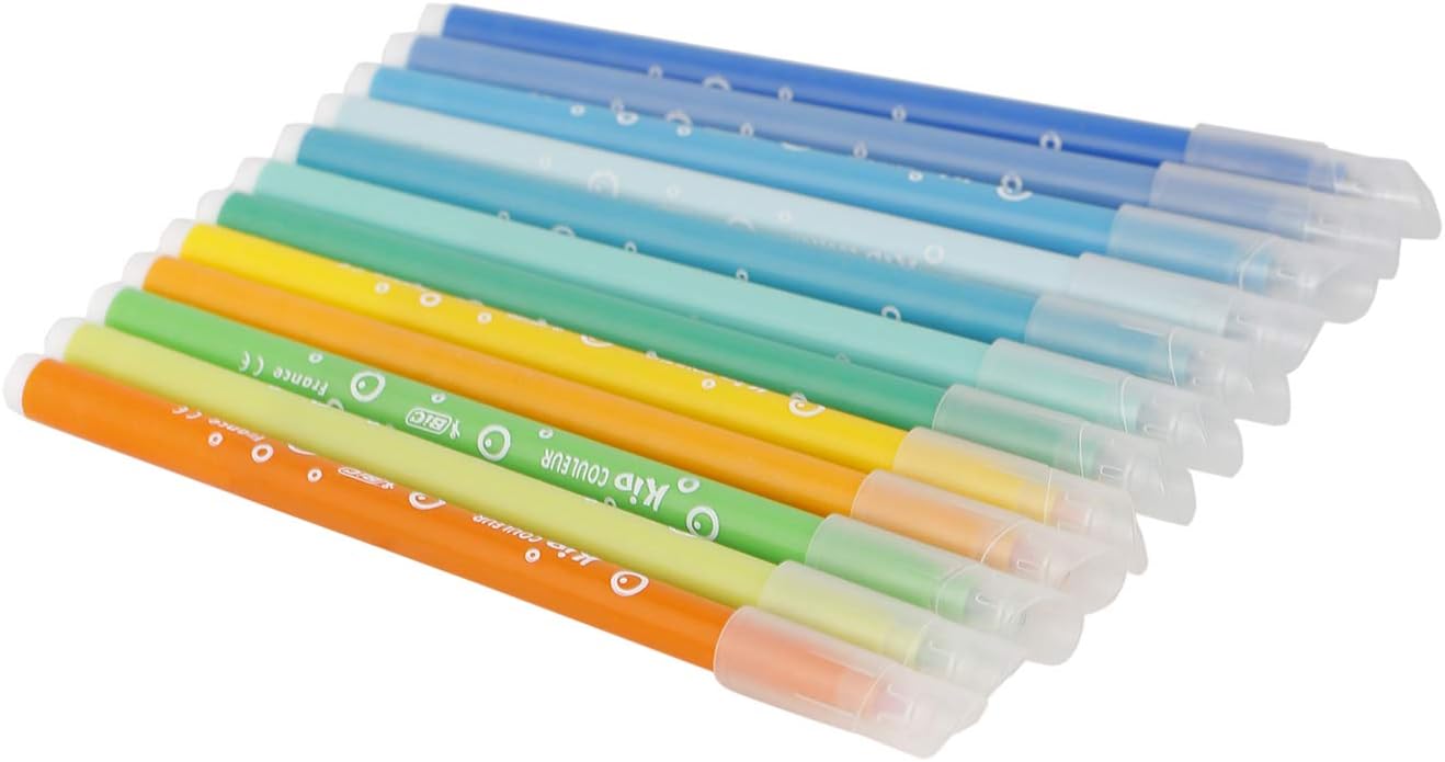 BIC Kids Kid Couleur Felt Tip Pens - 24 Assorted Colors, Washable, Medium Nib, Cardboard Wallet 5