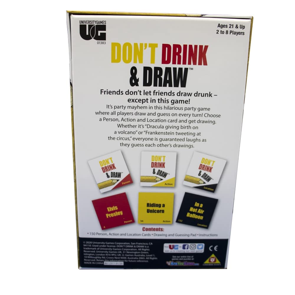 University Games Don't Drink and Draw Adult Party Drawing Game | 2-8 Players | Ages 18+ 2