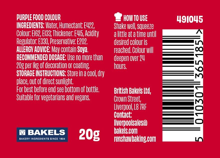Renshaw Aubergine Water-Based Gel Food Colouring - 20g