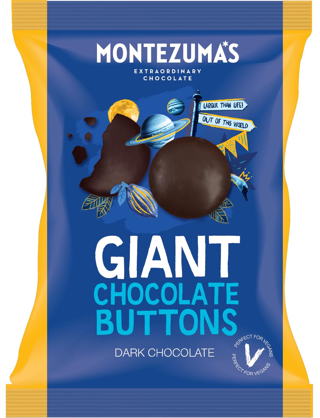 Montezumas riesige dunkle Schokoladenknöpfe, glutenfrei und natürlich vegan