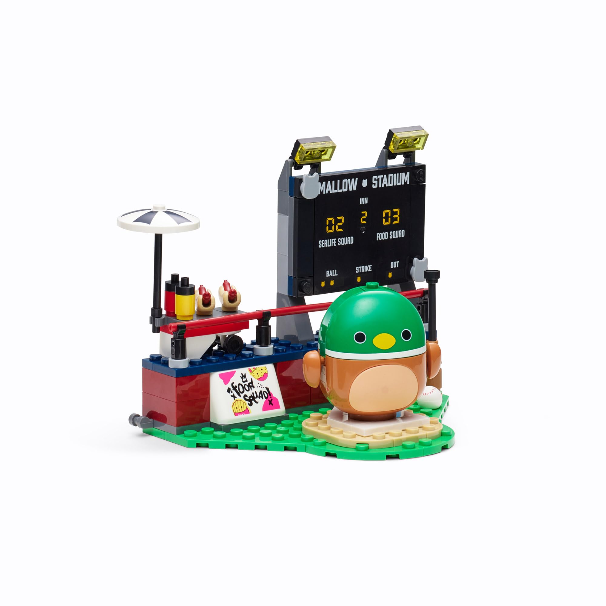BLDR Squishmallows Avery’s Ball Game Building Set - 121-Piece Playset with Buildable Figure