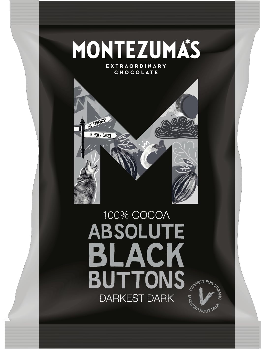 Montezuma Absolute Black 100% Kakao Dunkle Schokoladenknöpfe Glutenfrei