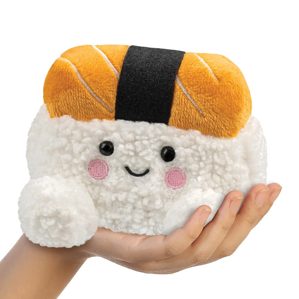 AURORA Palm Pals Suhiro Salmon Sushi Soft Toy 13cm White & Orange Collectible 5