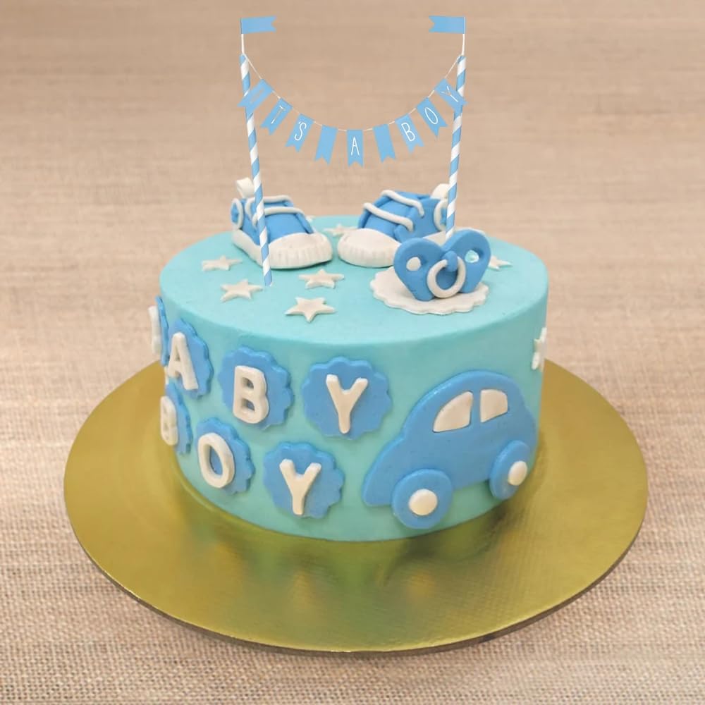 Unique It's a Boy Premium Blue Baby Shower Bunting Cake Topper (13cm x 23cm) 6