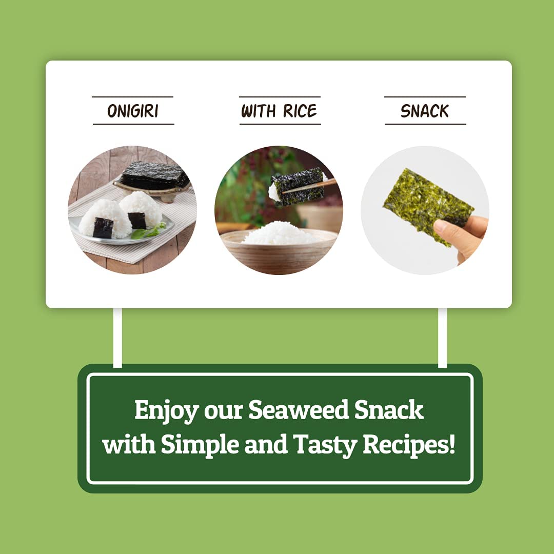 Daechun Choi's 1 Sea Salt & Green Tea Powder Seaweed Snack (Pack of 20) - Korean Roasted Seaweed 4