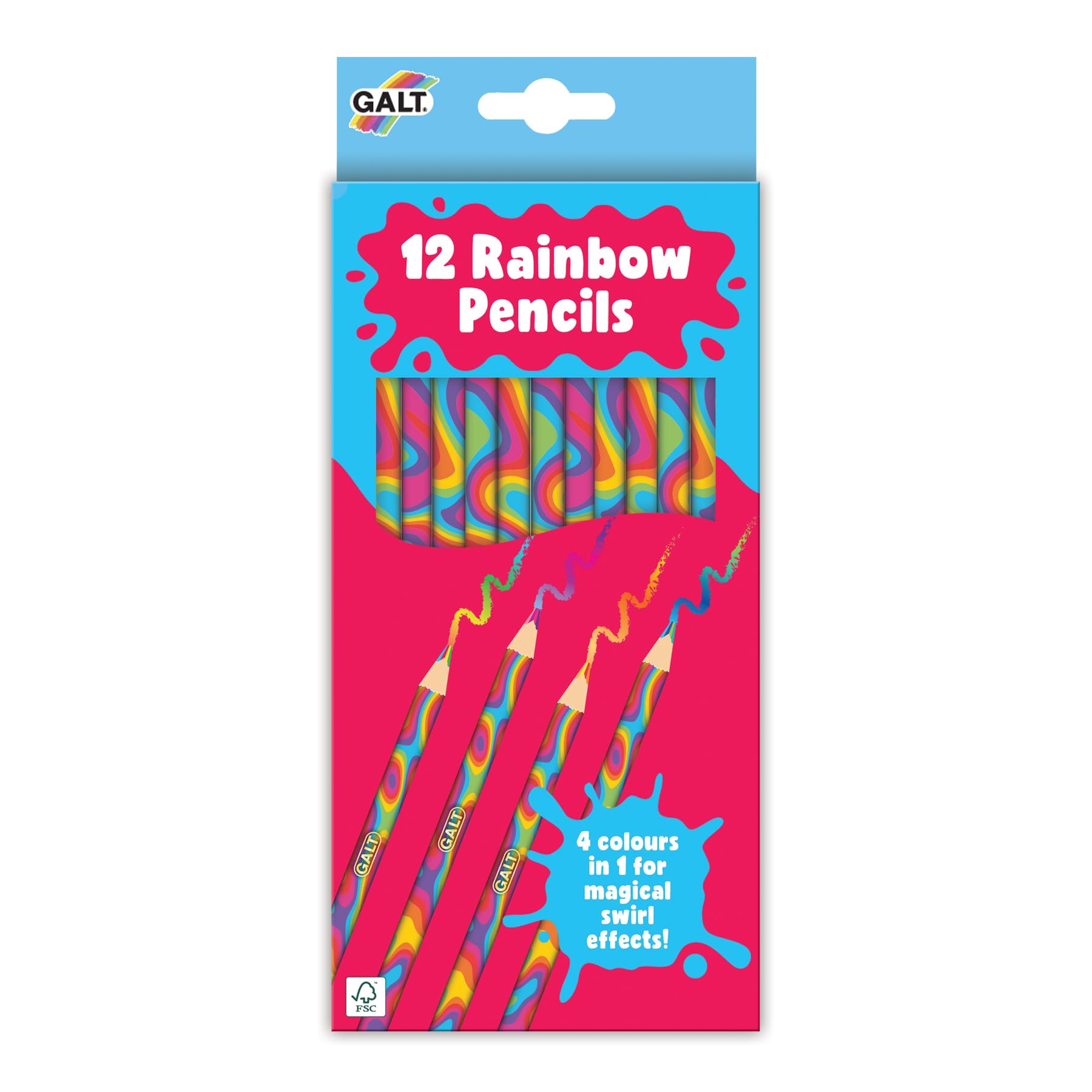 Galt 12 Rainbow Colouring Pencils - 4 Colours in 1 | Ages 3+