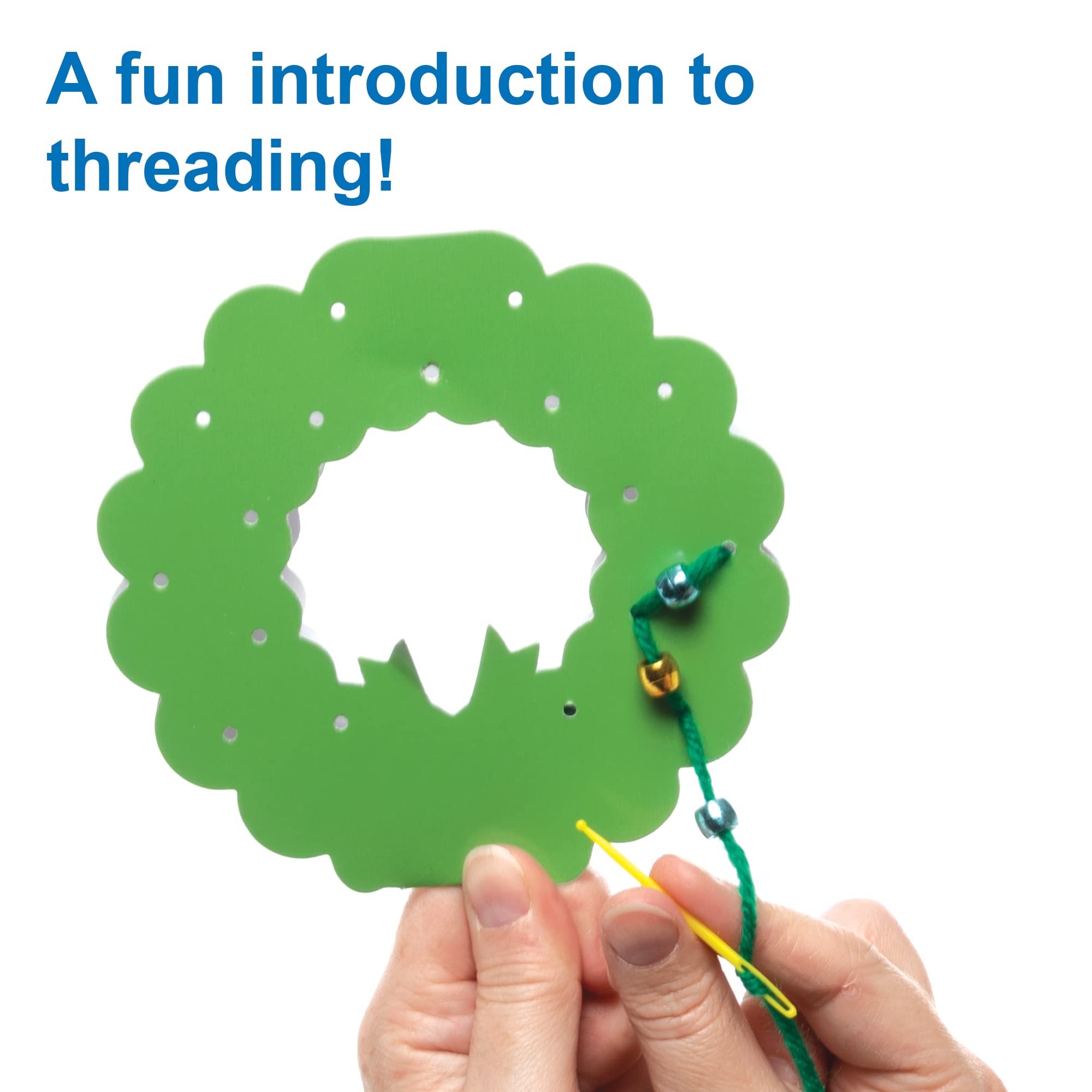 Baker Ross Christmas Wreath Threading Card Craft Kit - Pack of 6 10