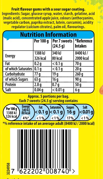 Sour Patch Kids Original Weiche &amp; Zähe, erst sauer, dann süß Bonbons, 130 g