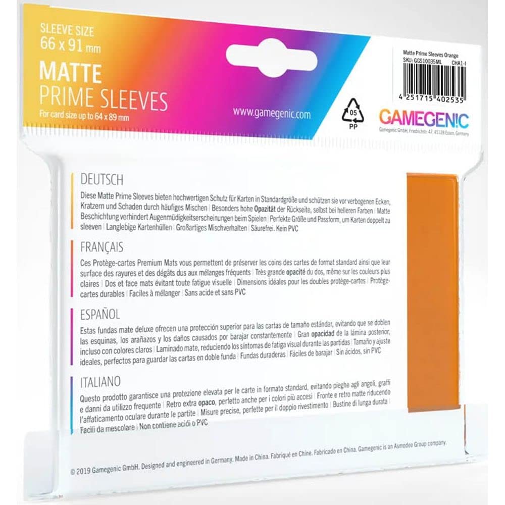 Gamegenic Matte Prime Sleeves - Orange 100-Pack for Trading Card Games 3