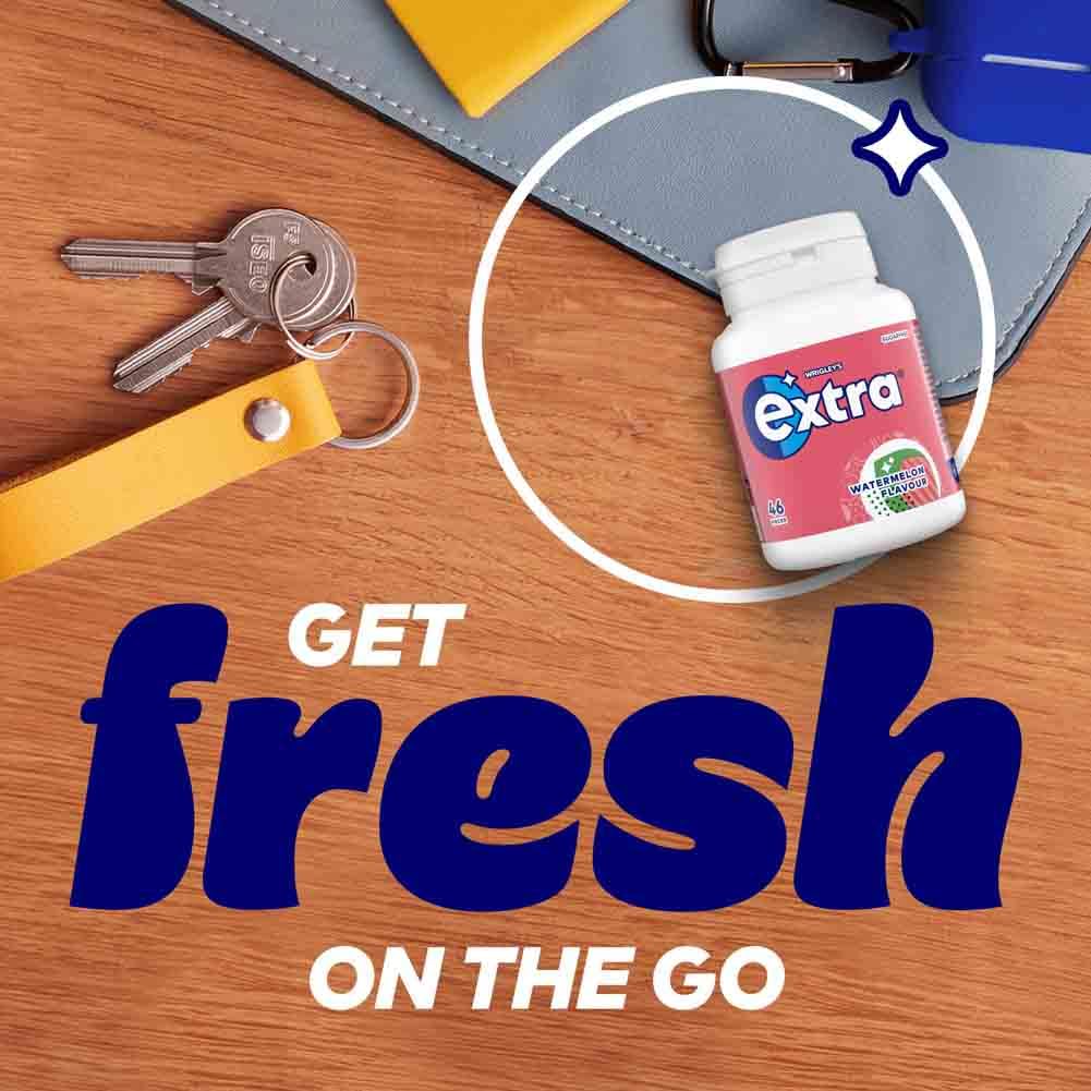 Extra Wassermelonengeschmack, zuckerfreie Kaugummis, Flasche, 46 Stück 7