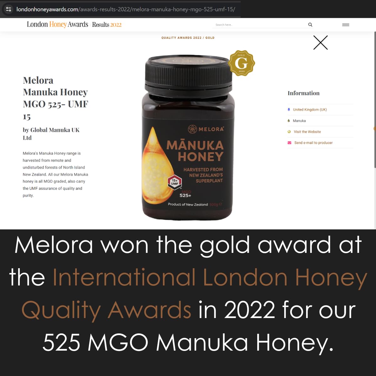 Melora 525 MGO Manuka Honey - 250g - 15+ UMF - 100% Pure & Traceable 6