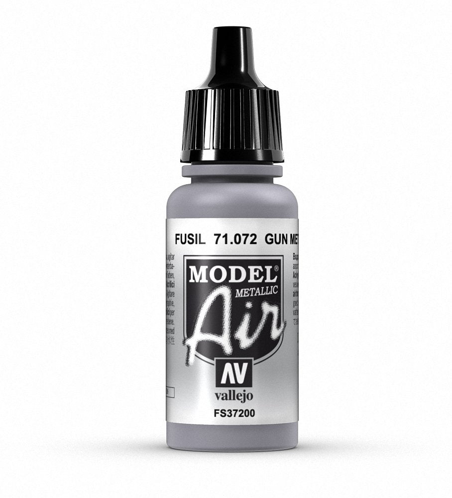 Vallejo Model Air - Gun Metal Acrylic Paint | 17 ml | Pre-thinned for Airbrush