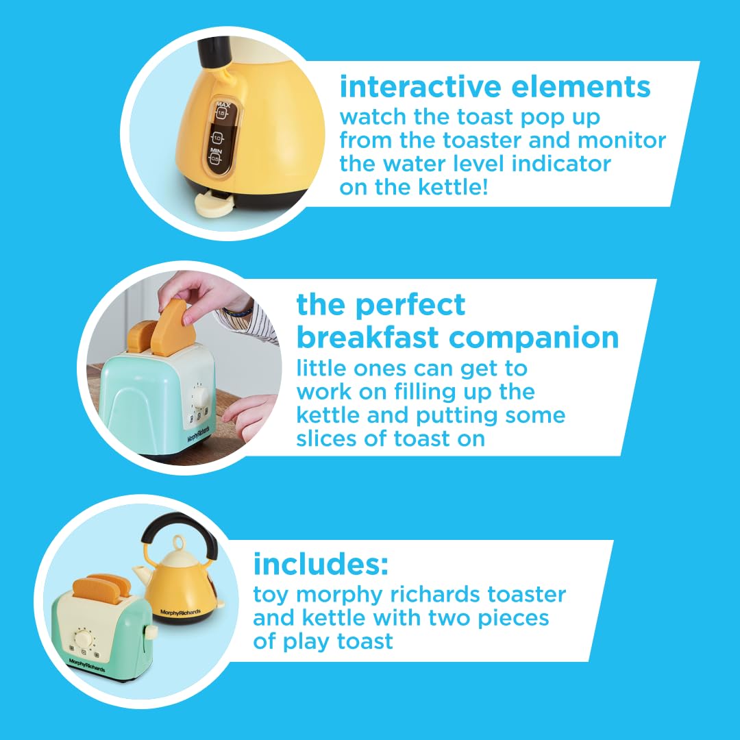 Casdon Morphy Richards Interactive Toy Toaster &amp; Kettle Set - Play Kitchen Appliances for Kids 3+ 7