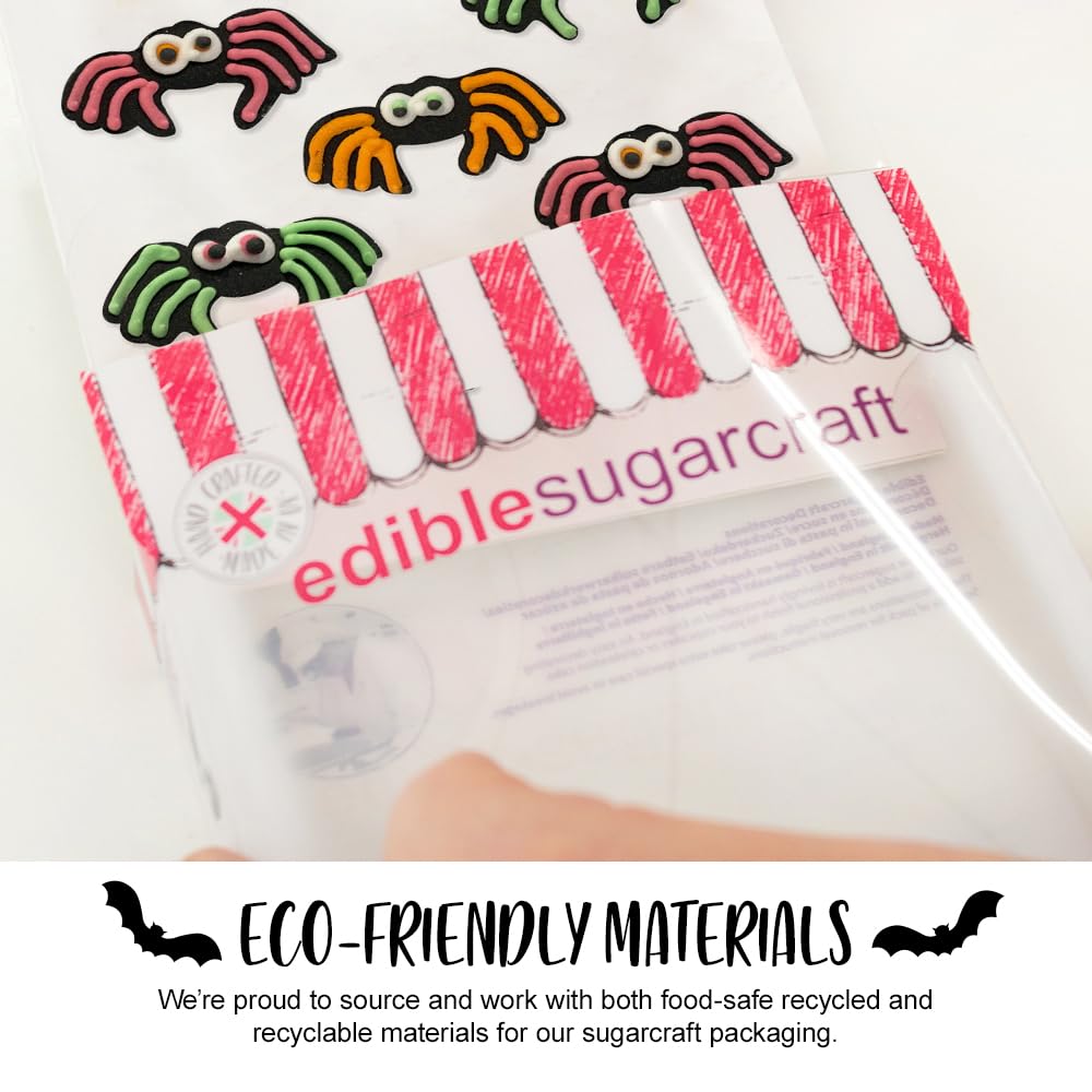 Anniversary House - 6pcs Halloween Neon Spider Edible Cake Toppers 6