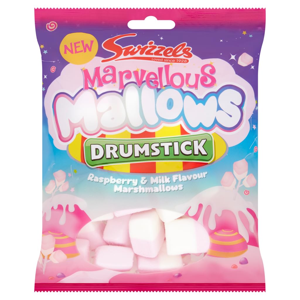 Swizzels Marvellous Mallows Drumstick Raspberry & Milk Flavour Marshmallows 125g