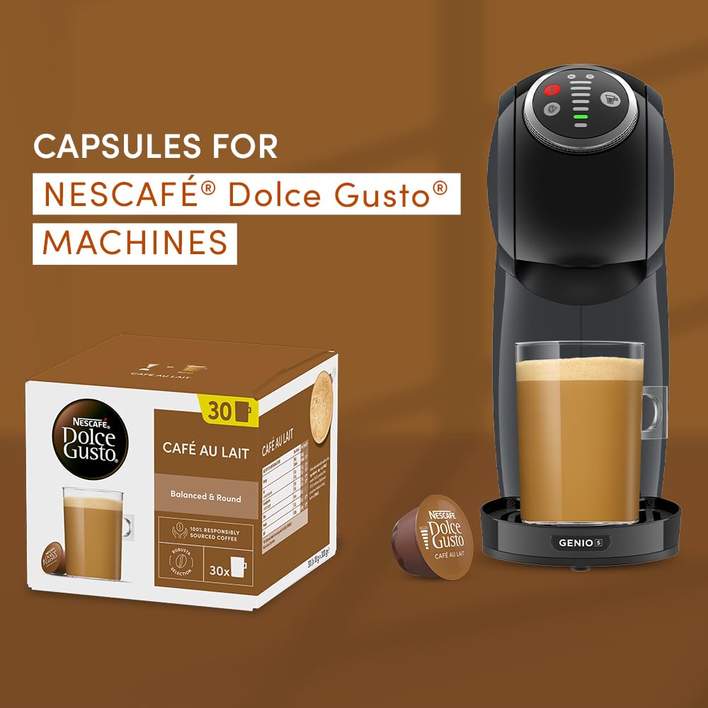 Nescafé Dolce Gusto Café Au Lait Coffee Pods - 90 Servings (3 Packs of 30) | Medium Roast