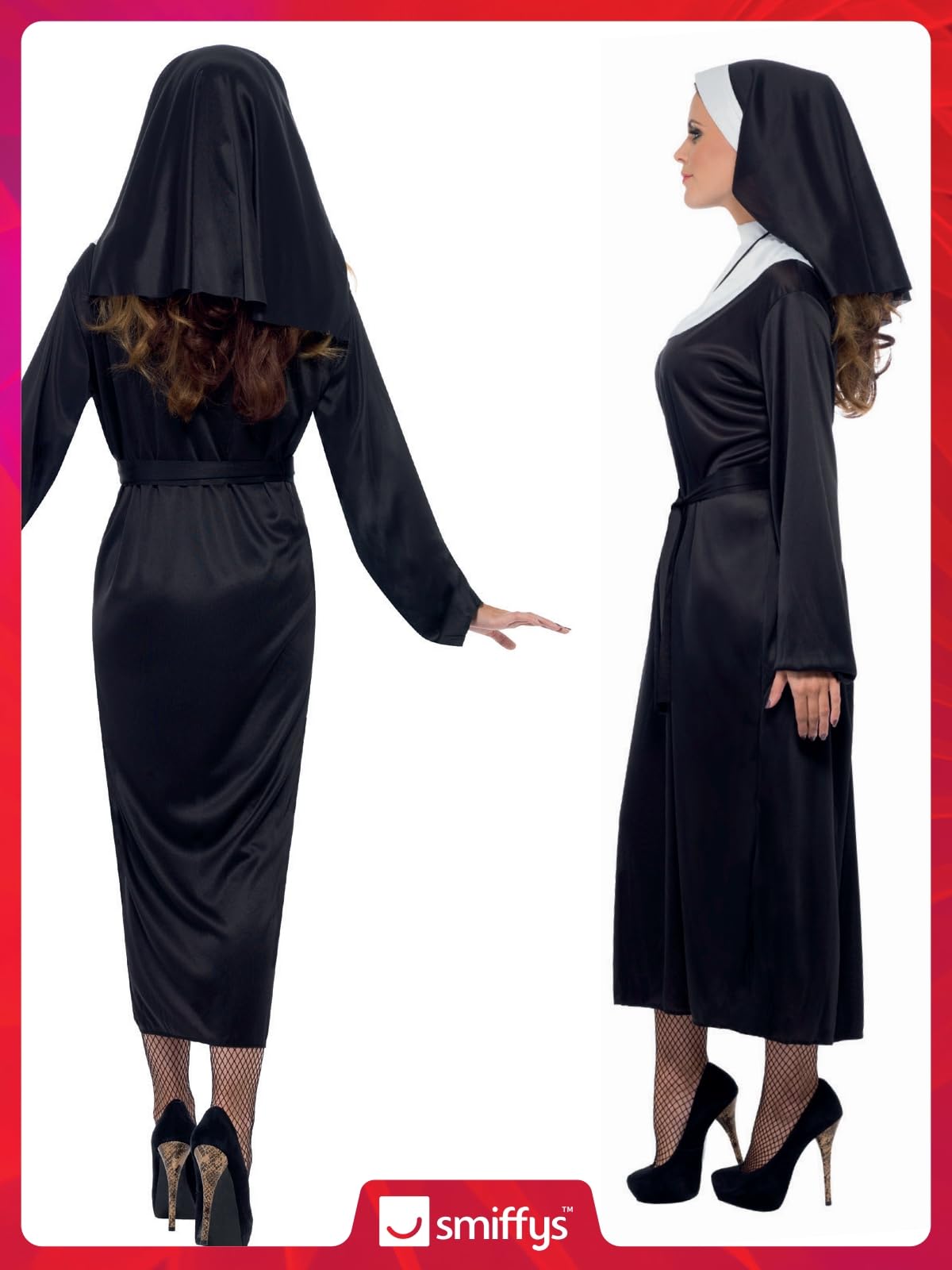 Smiffys Women's Nun Costume - Dress, Belt & Headdress, Size 12-14 9