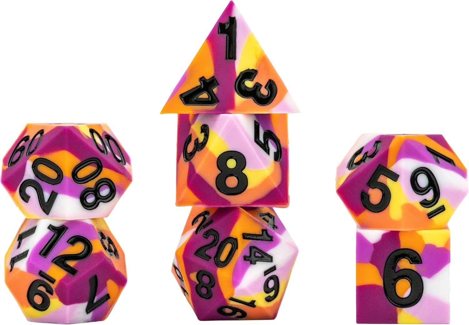 Metallic Dice Games FanRoll Lesbian Pride Sharp Edge Silicone Poly Dice Set | 16mm | 7 Piece