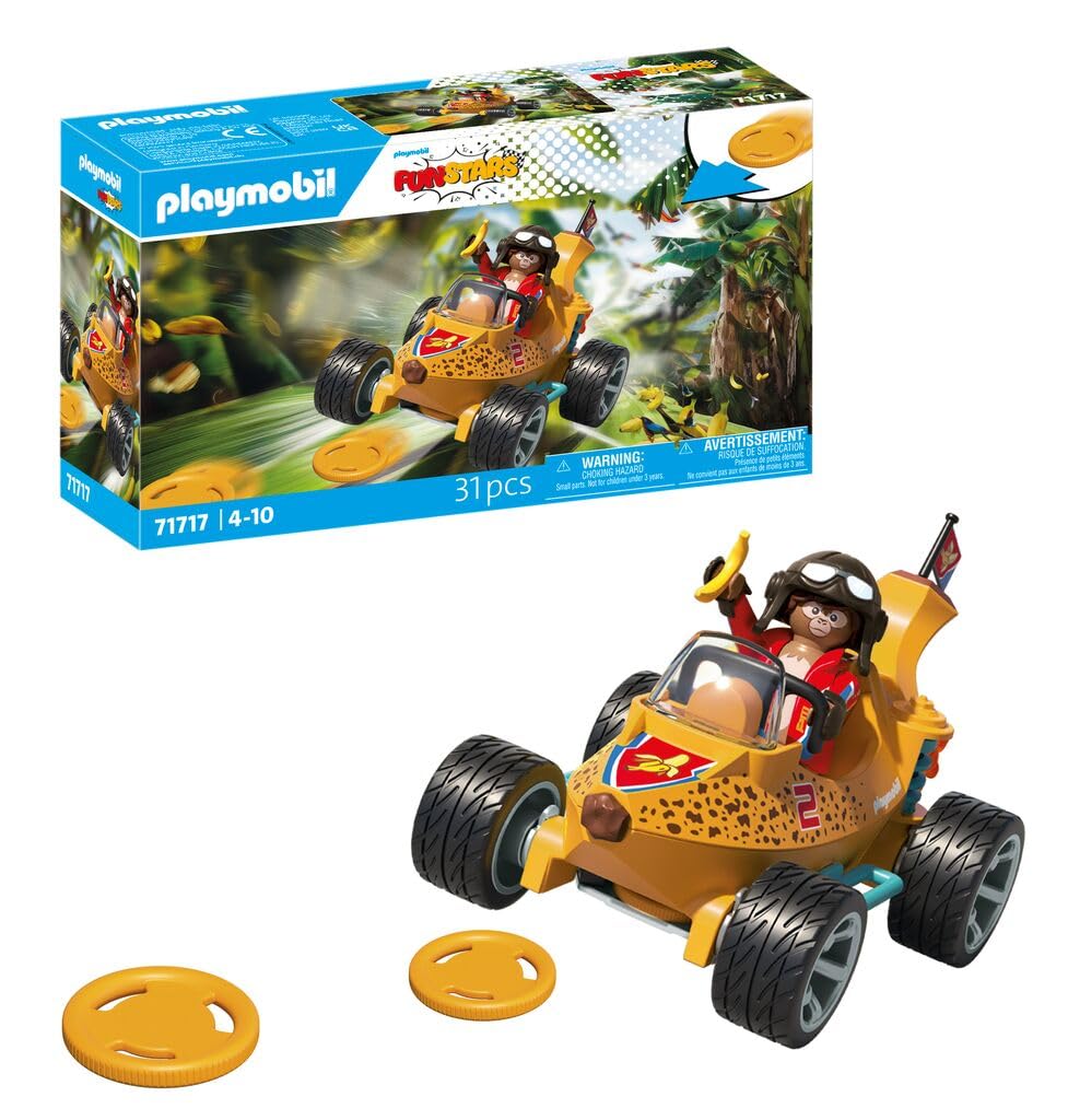 Playmobil Funstars Racing Banana Action Figure Set | Disc Shooting Function | Ages 4+