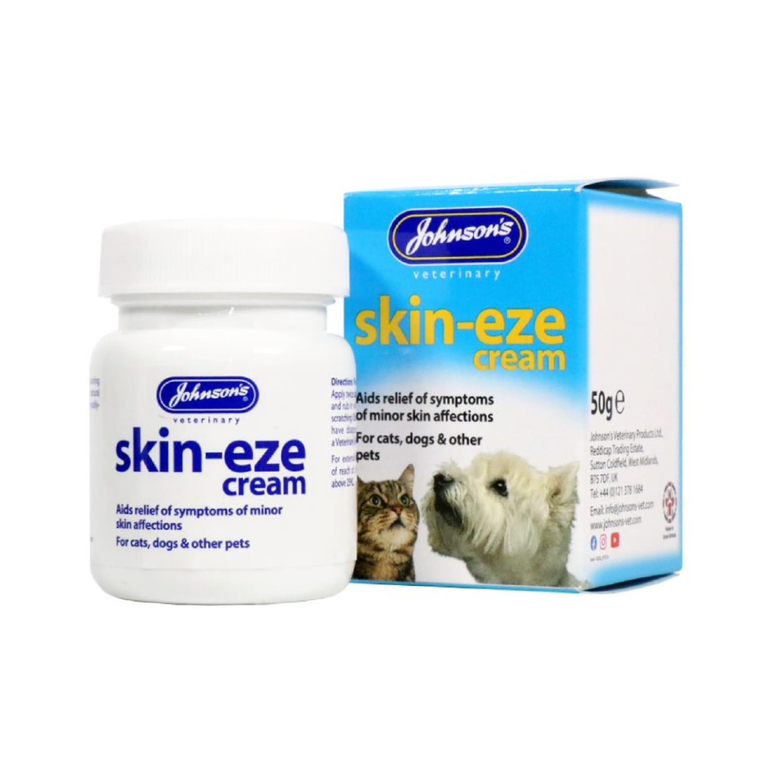 Johnson's Vet Skin Eez Cream for Dogs, Cats, Birds - Soothing Sulphur Formula | 50g