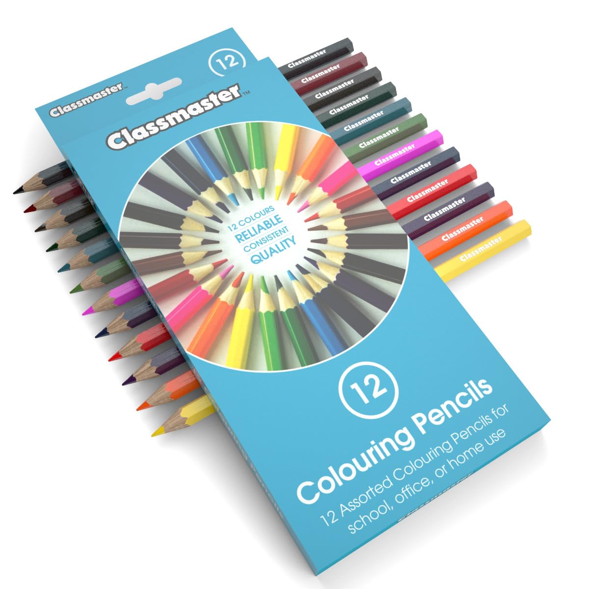 Classmaster CPW12 Coloured Pencils - Pre-Sharpened Wooden Pencils for Kids & Adults 8