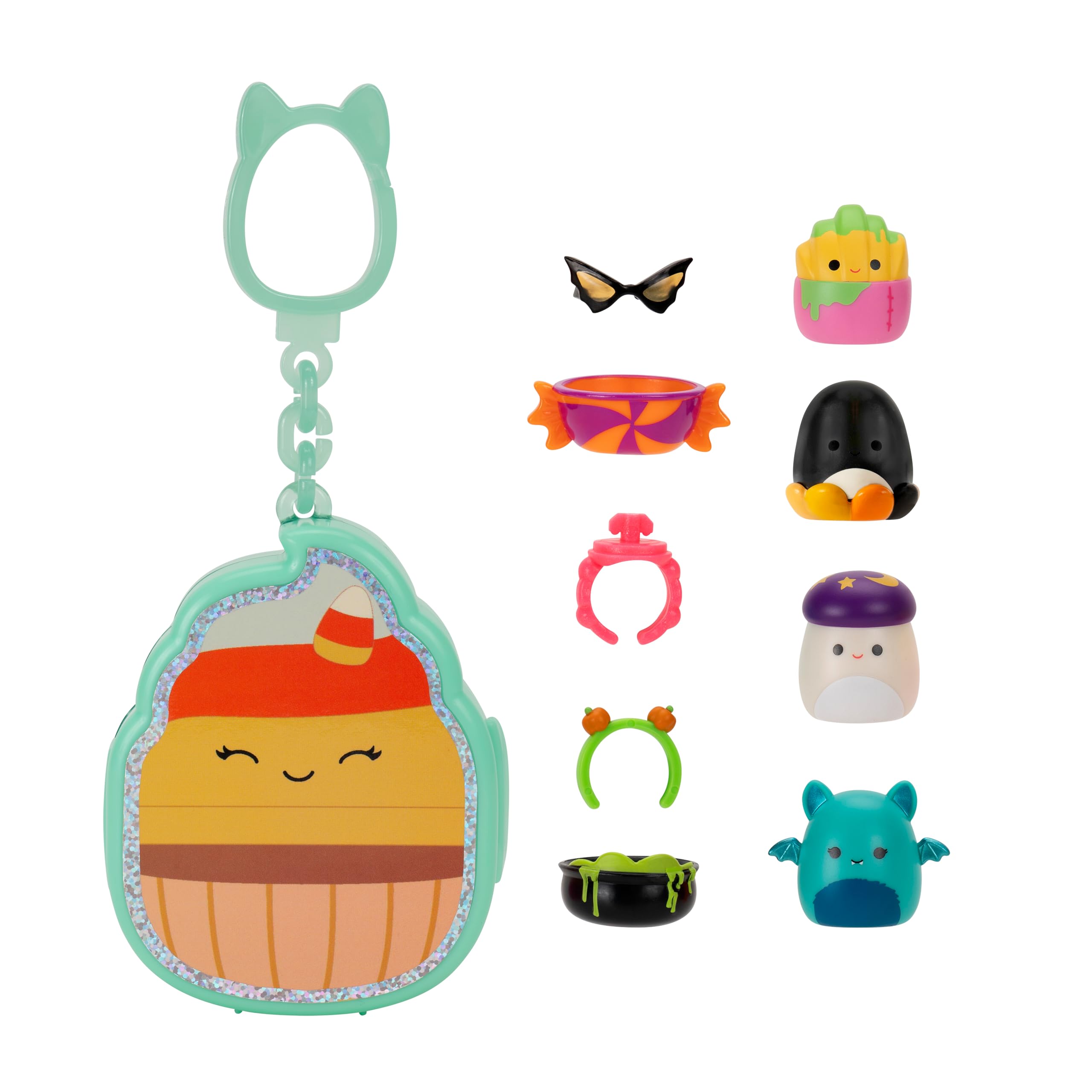 Squish-a-longs Pedma the Candy Corn Cupcake Clip-a-longs Halloween Pack – Glow-in-the-Dark Mini-Squish Carrying Case with 4 Mini Figures & Accessories 3
