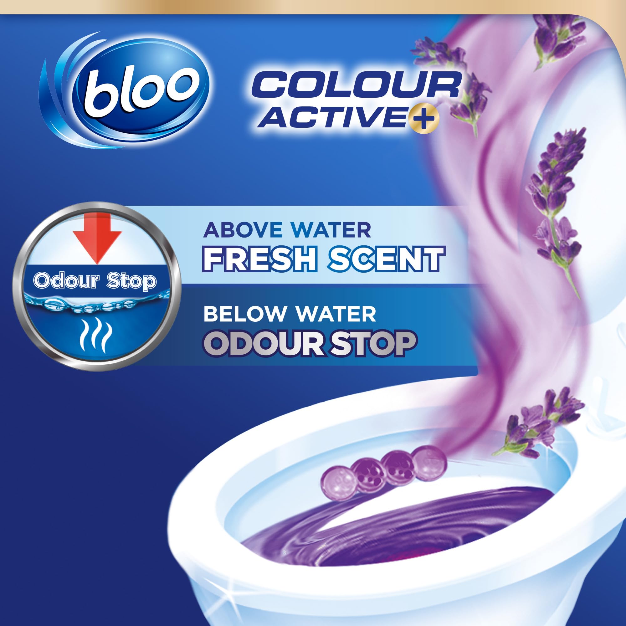 Bloo Colour Active Toilettenstein – Lavendelduft, Anti-Kalk, Geruchsstopp-Technologie, 240 Spülungen