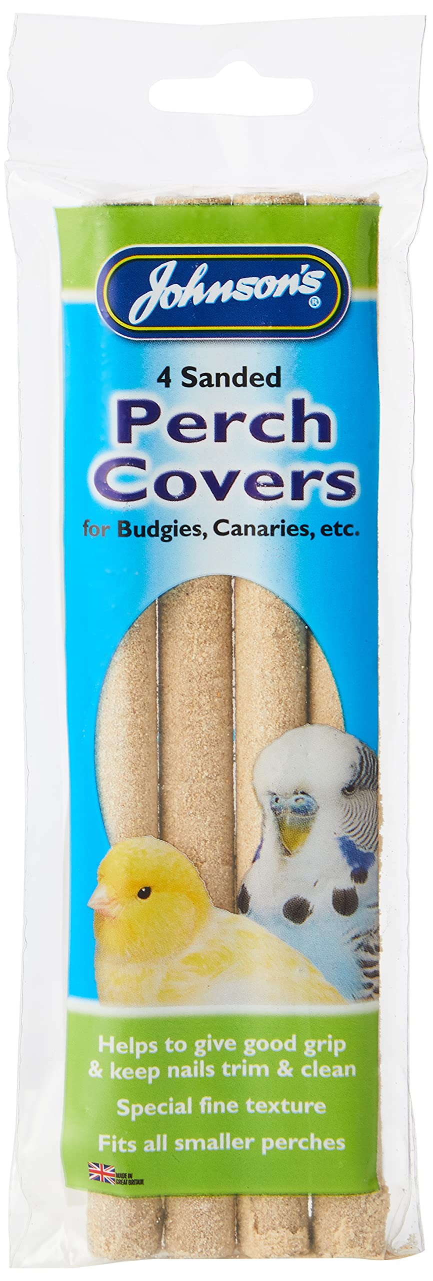 Johnson's Vet Sanded Perch Covers for Budgies & Canaries - Trim Nails | Pack of 4 | Small