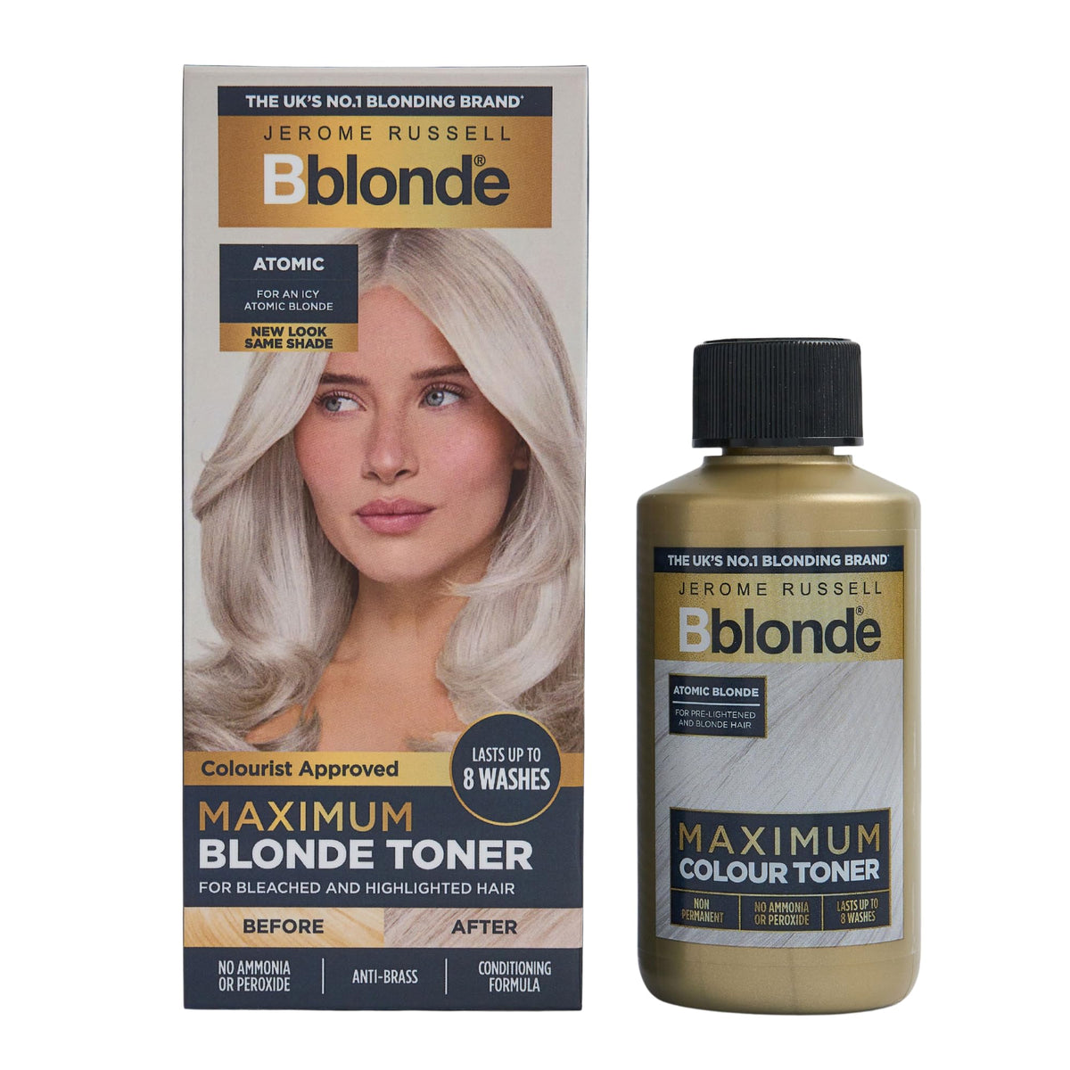 Jerome Russell Bblonde Atomic Blonde Hair Toner - Neutralises Yellow & Brassy Tones | 75ml | Vegan Formula