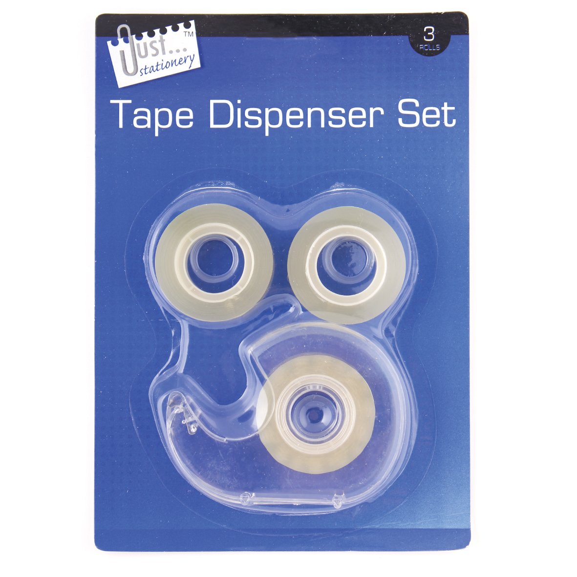 Just stationery Tape Dispenser Set with 3 Rolls of Clear Tape | Manual Operation | Model 6002