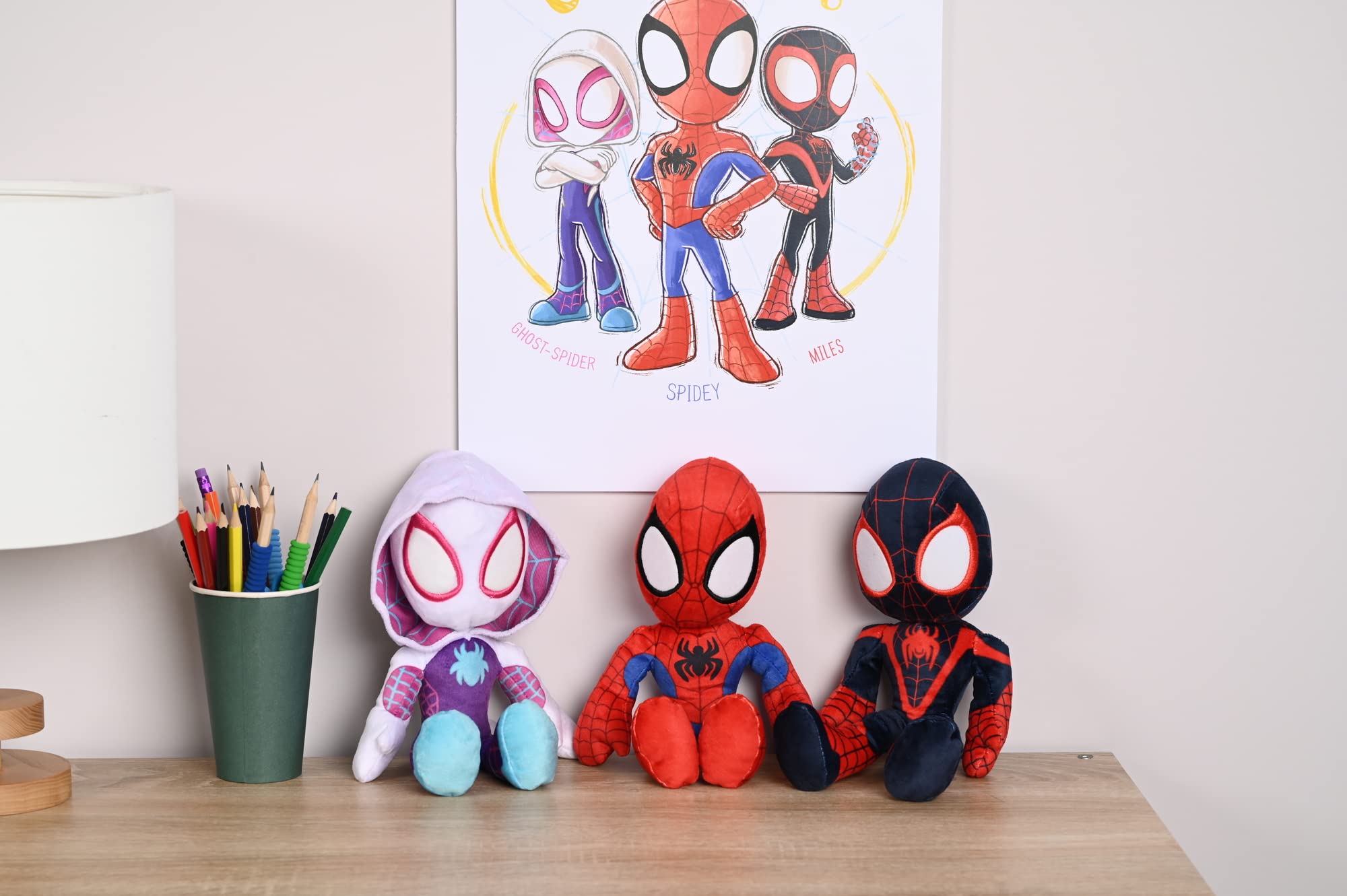Disney 6315875812X12 25cm DAR Spiderverse Miles Morales Action Figure 25 cm Soft Toy with Glow in The Dark Eyes, One Size 5