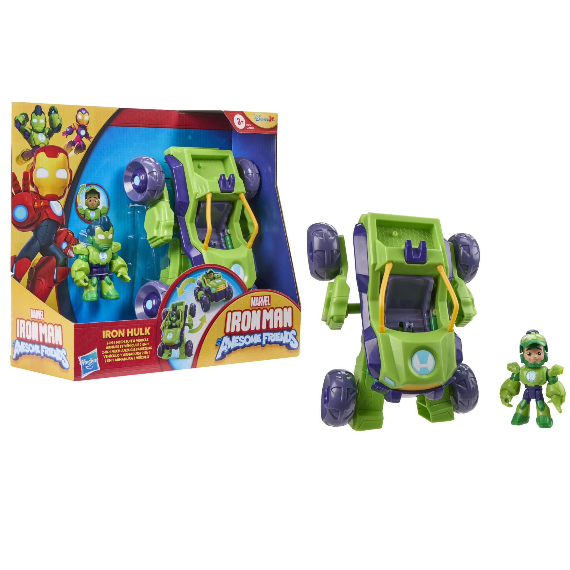 Marvel Iron Hulk 2-in-1 Mech Suit & Vehicle Toy - Ages 3+