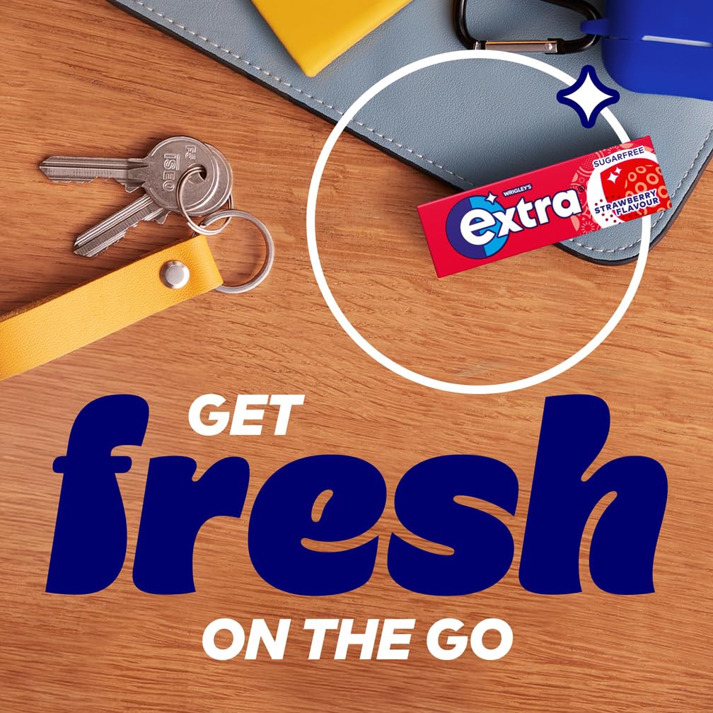 Extra - Zuckerfreier Kaugummi mit Erdbeergeschmack, 30 Packungen (300 Stück) mit Xylitol 7