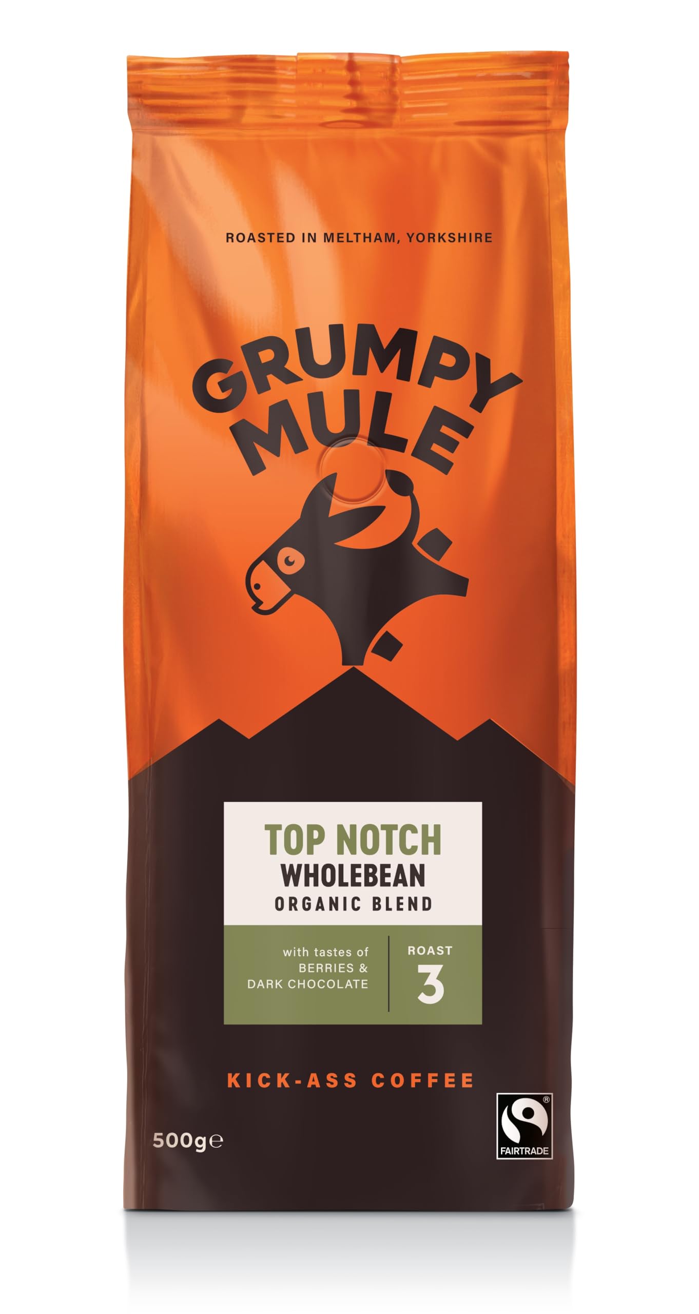 Grumpy Mule Top Notch Organic Blend Whole Coffee Beans - 500g
