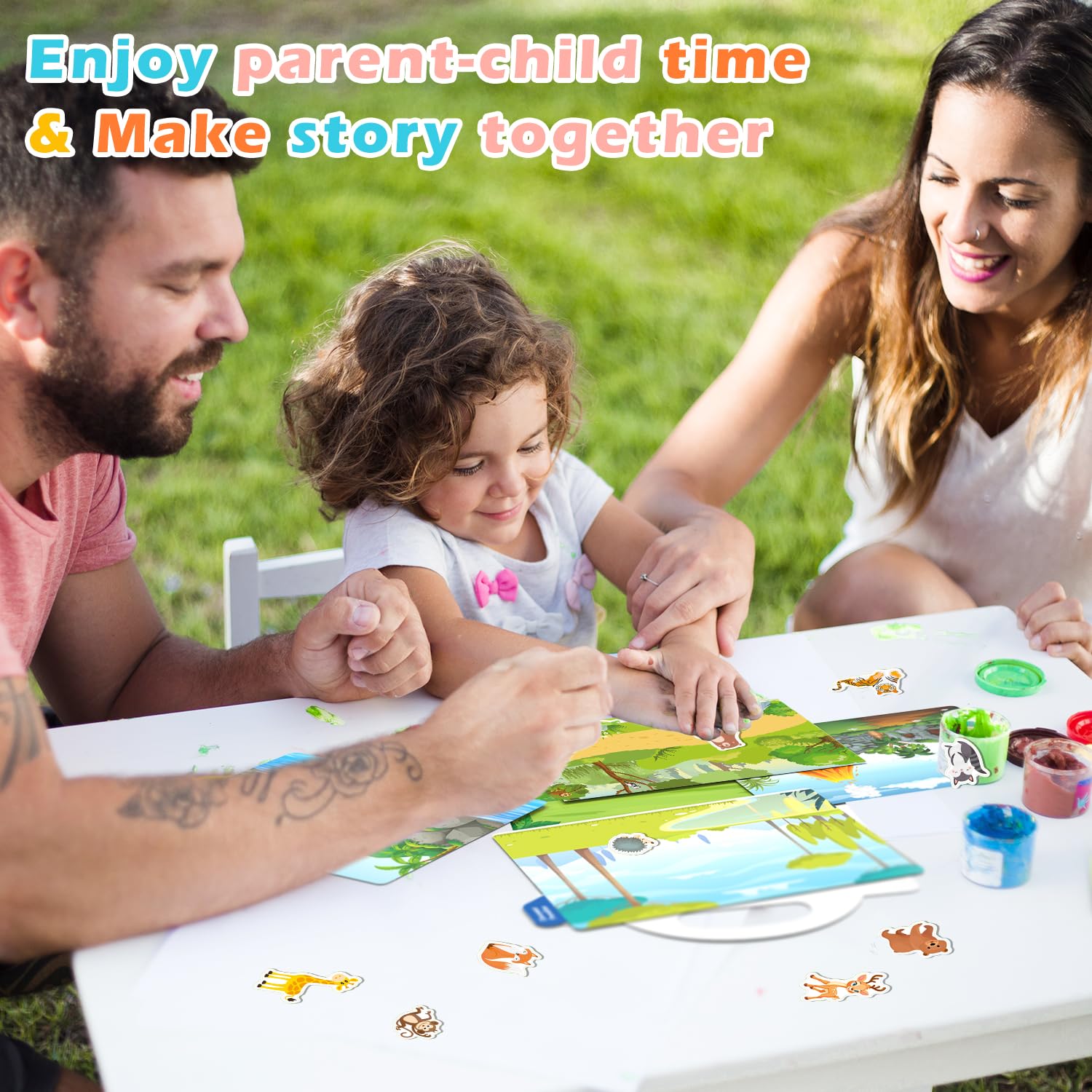 GUYUCOM 2 Pack Reusable Sticker Books for Toddlers - Educational Dinosaur & Animal PVC Stickers for Kids Ages 2-4