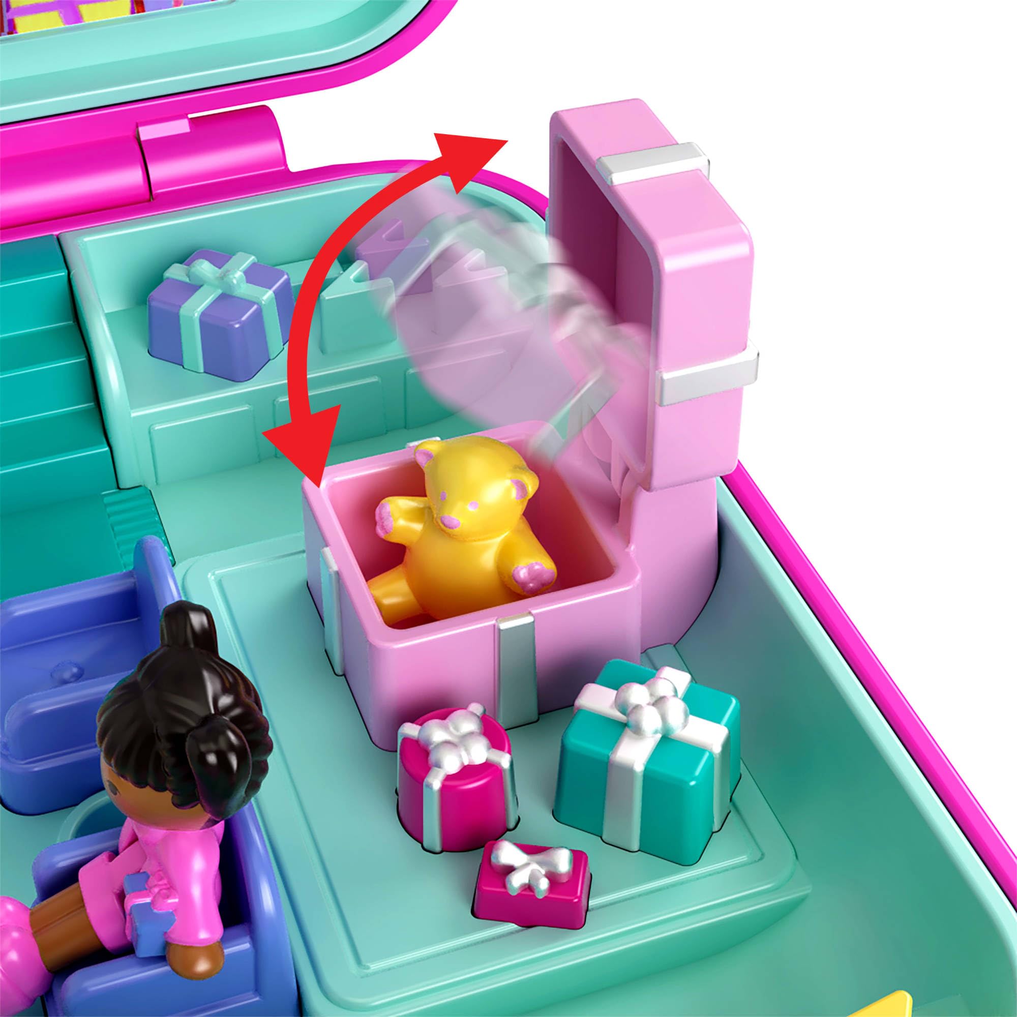 Polly Pocket Mattel 80th Anniversary Heritage Compact Playset - House Party with 3 Micro Dolls & Pet, Ages 4+ 4