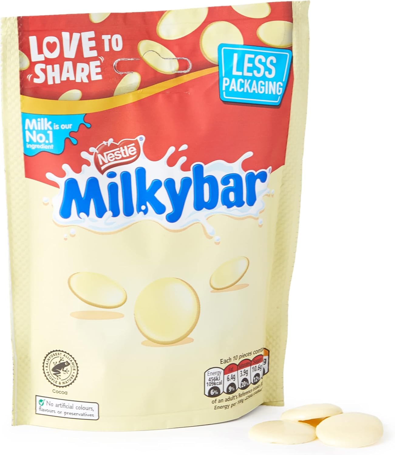 Milkybar White Chocolate Giant Buttons Sharing Pouch 94g (Pack of 11)