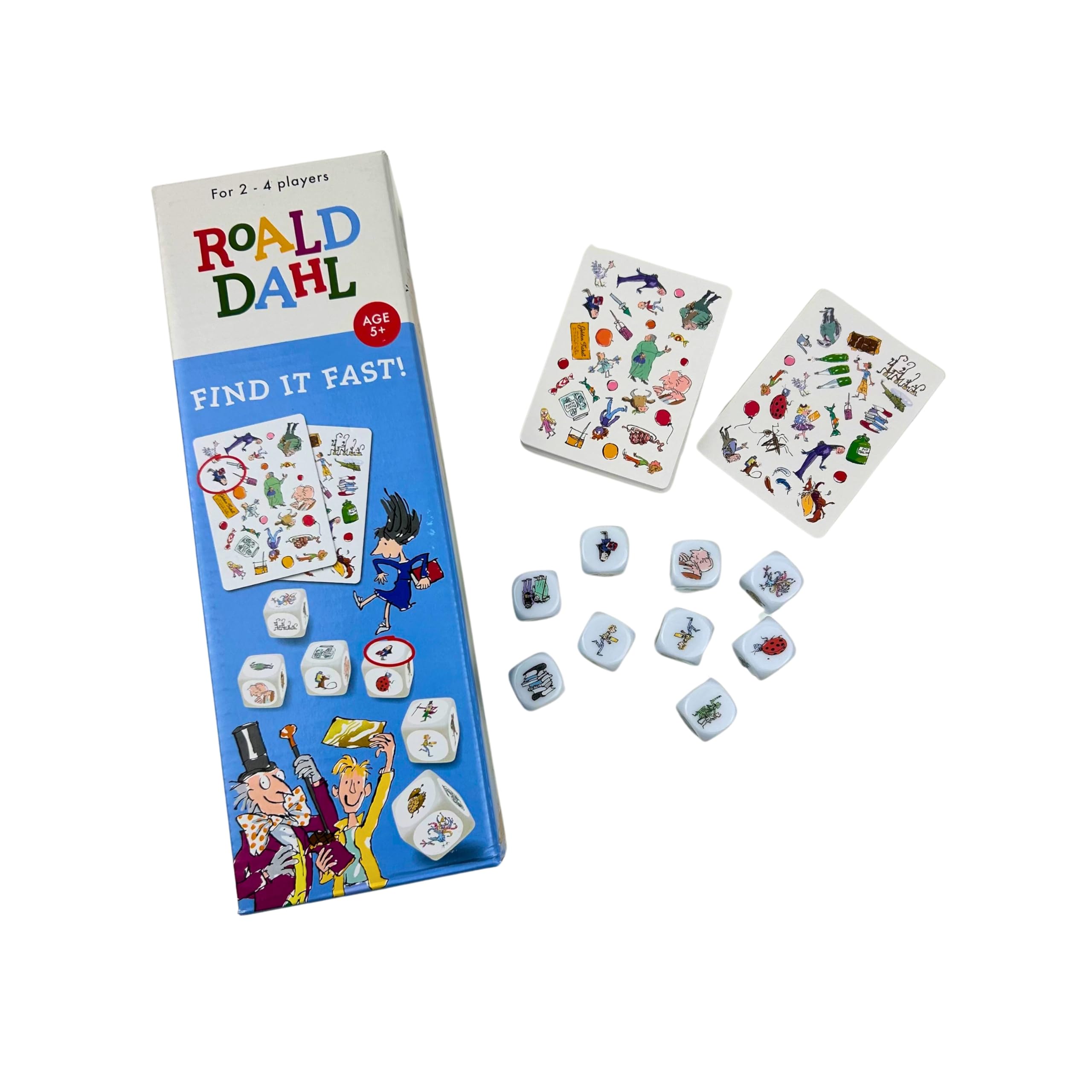 Roald Dahl Find It Fast Card Game, Ages 5+, 2-4 Players, Family Dice Game, 2