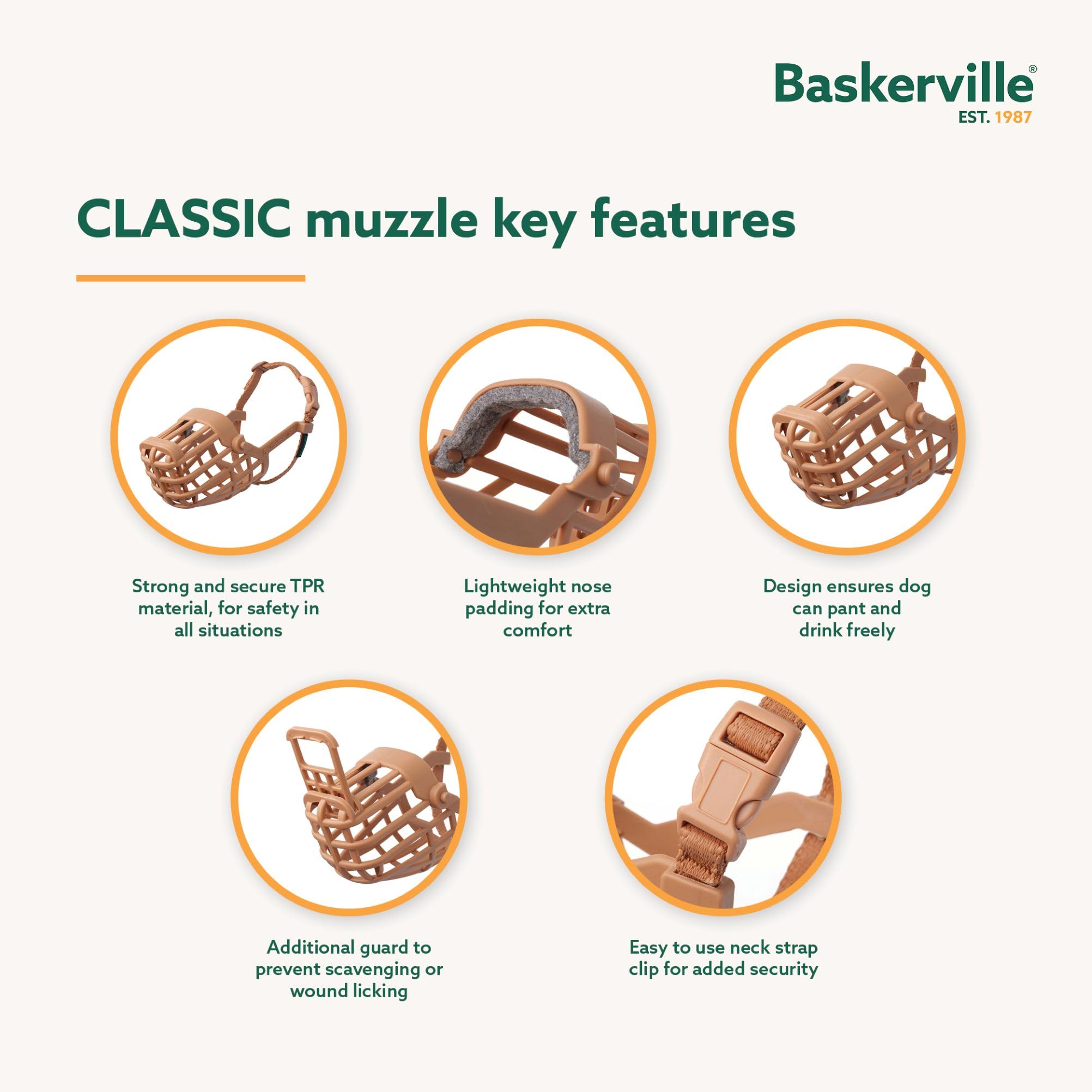 Baskerville Classic Basket Muzzle - Size 10 Brown | Prevents Biting & Scavenging | Allows Drinking & Panting 4