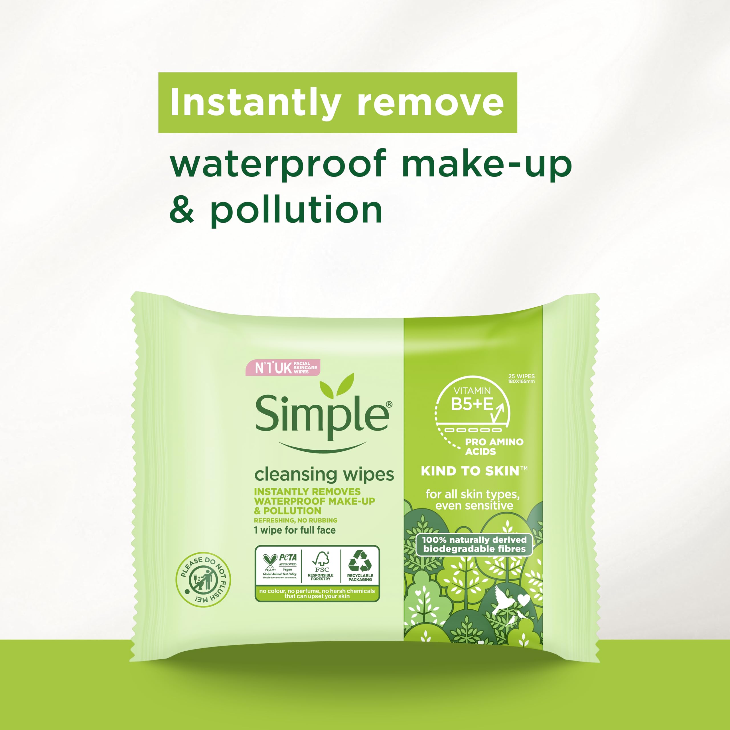Simple Kind to Skin Biodegradable Cleansing Wipes (140 Wipes) 8