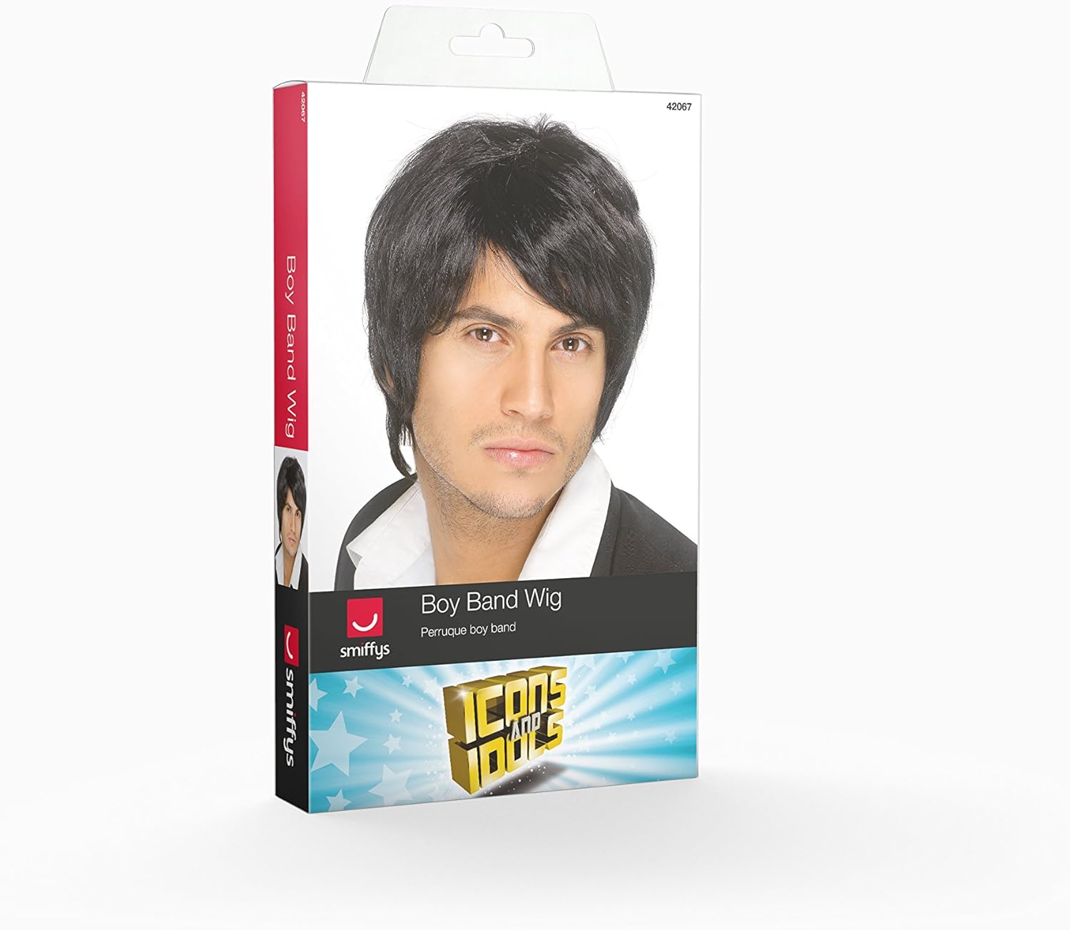 Smiffys Boy Band Wig Black Short Style Fancy Dress Accessory
