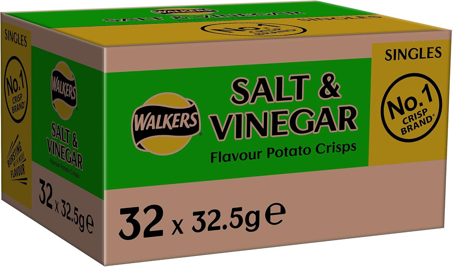 Walkers Salt &amp; Vinegar Chips 32,5 g (Karton mit 32 Stück) 5